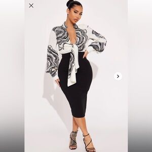 Boss Lady Midi Dress - Black/White